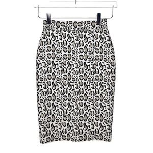 NWT JLUXLABEL Leopard Print Knit Pencil Skirt High Waist Stretch Bodycon Sz S